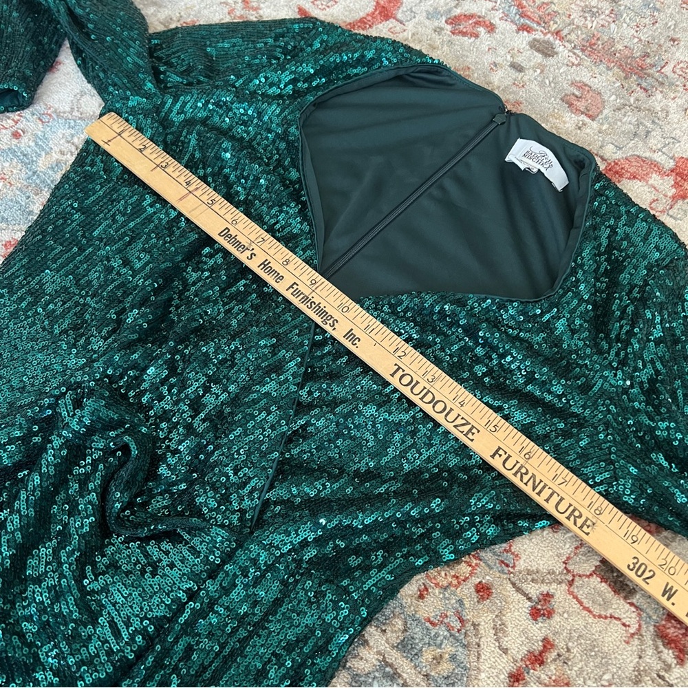 Badgley Mischka Womens Size 10 Sequin Wrap Sexy Emerald Green Short Mini Dress - Picture 8 of 9